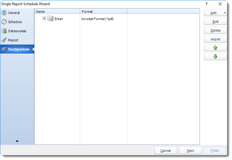 SSRS. Destination Wizard in Single Report Schedule using SQL-RD.