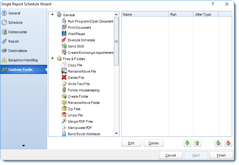 SSRS. Custom Tasks Wizard in Single Report Schedule using SQL-RD.