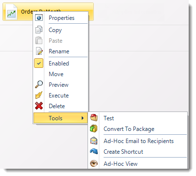 SSRS. Single Report Schedule Context Menu in SQL-RD