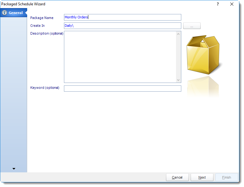 SSRS. General Wizard Package Schedule Report Wizard in SQL-RD