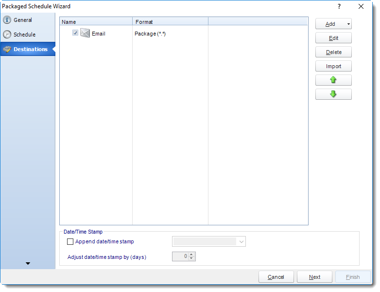 SSRS. Destination Wizard Package Schedule Report Wizard in SQL-RD