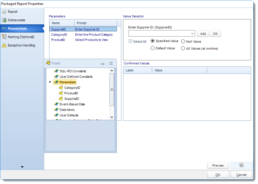 SSRS. Package Report Properties Wizard in SQL-RD.