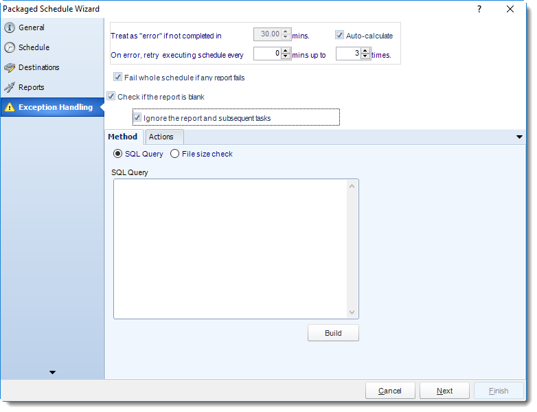 SSRS. ExceptionHandling Wizard in Packaged Schedule Report Wizard in SQL-RD