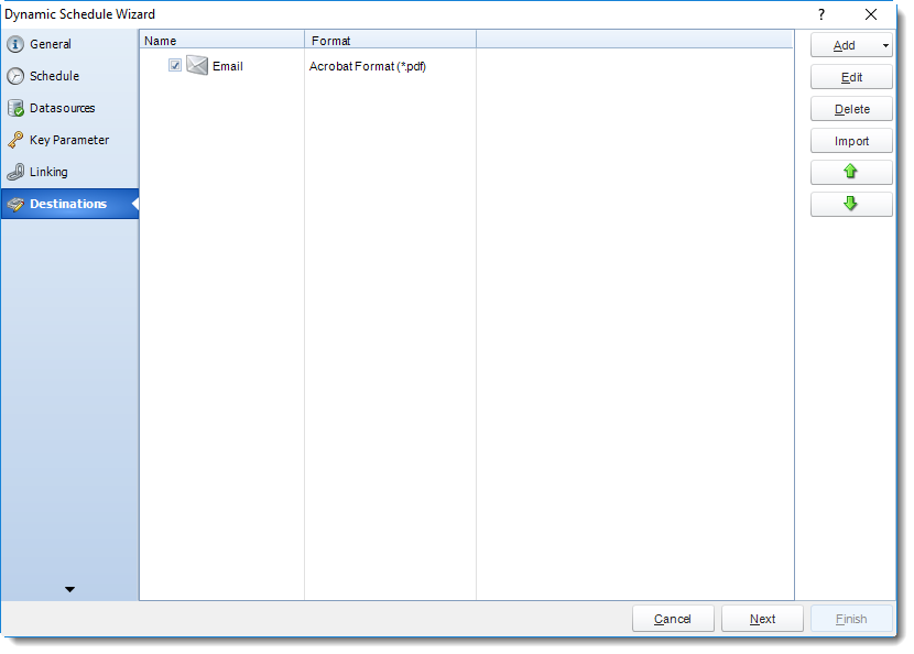 SSRS. Destinations Wizard in Dynamic Schedule Wizard in SQL-RD
