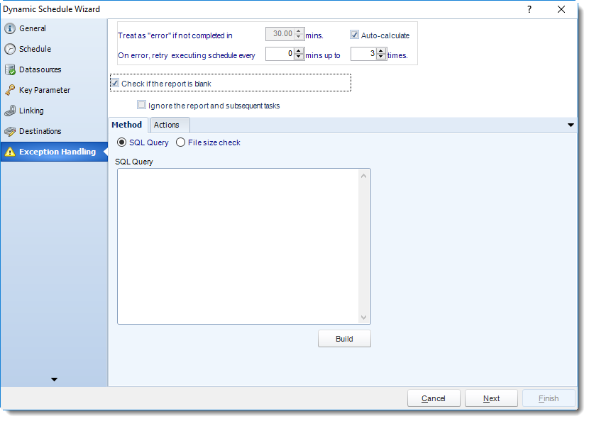 SSRS. Exception Handling Wizard in Dynamic Schedule Wizard in SQL-RD