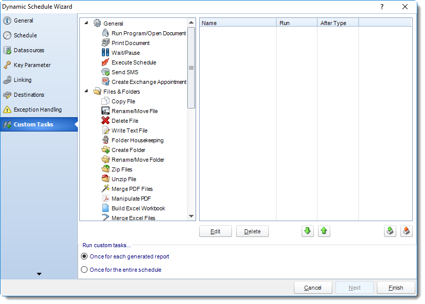 SSRS. Custom Task Wizard in Dynamic Schedule Wizard in SQL-RD