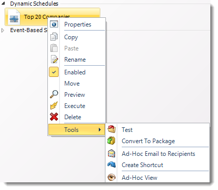 SSRS. Dynamic Report Schedule Context Menu in SQL-RD