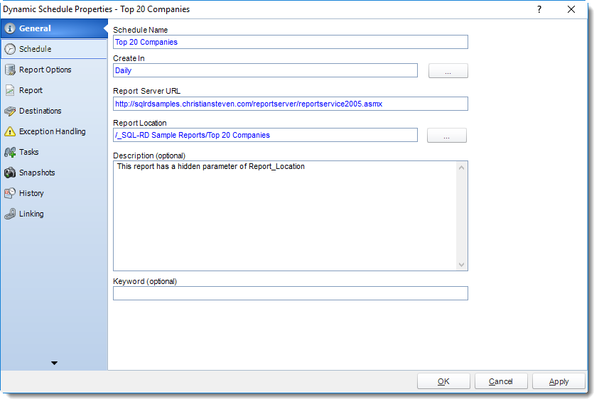 SSRS. Dynamic Schedule Properties in SQL-RD