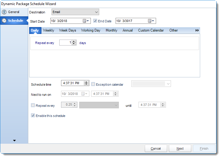 SSRS. Schedule Wizard in Dynamic Package Schedule Wizard in SQL-RD