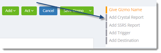 KPI's and Dashboards: Adding Crystal Reports in a Gizmos in IntelliFront BI.