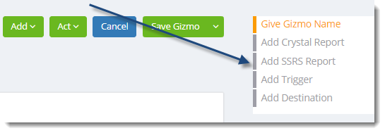 KPI's and Dashboards: Adding SSRS Reports in a Gizmos in IntelliFront BI.