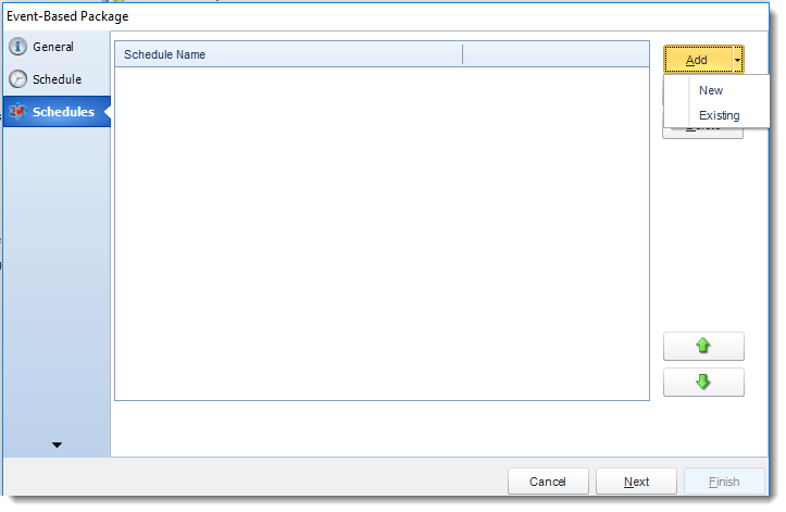 SSRS. Schedules Wizard in Event Based Package in SQL-RD