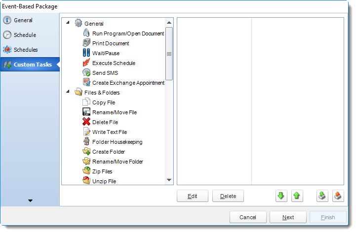 SSRS. Custom Tasks Wizard in Event Based Package in SQL-RD