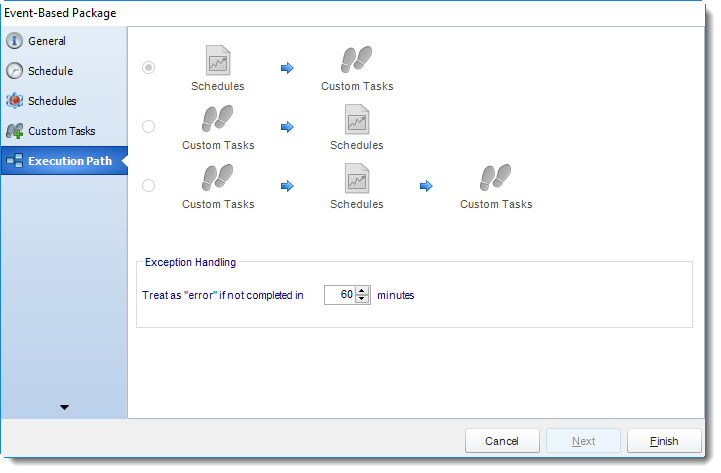 SSRS. Execution Path Wizard in Event Based Package in SQL-RD