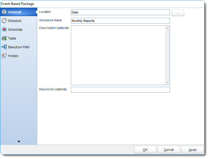 SSRS. Event Based Package Properties Wizard in SQL-RD