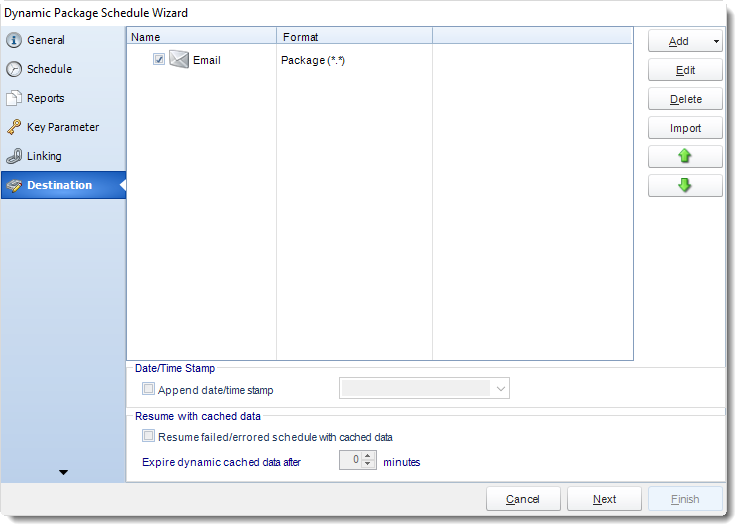 SSRS. Destination Wizard in Dynamic Package Schedule in SQL-RD