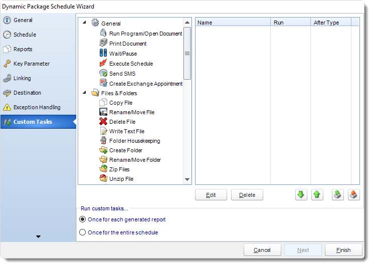 SSRS. Custom Tasks Wizard in Dynamic Package Schedule in SQL-RD