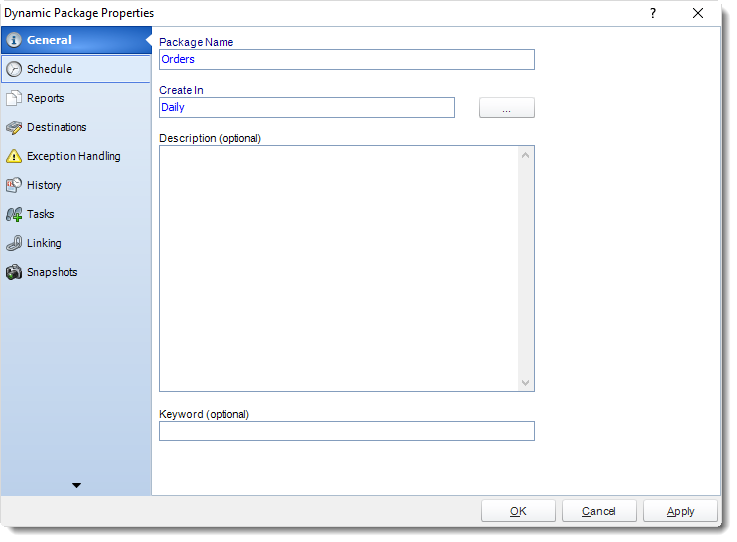 SSRS. Dynamic Package Properties Wizard in SQL-RD