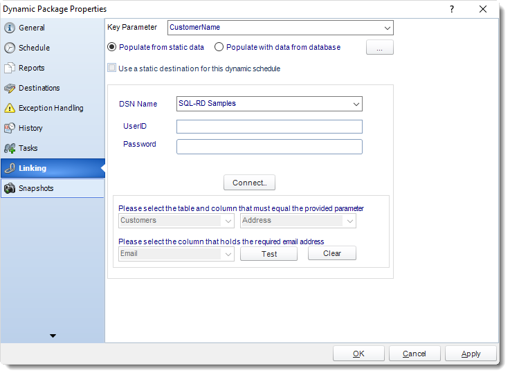 SSRS. Dynamic Package Properties Wizard in SQL-RD