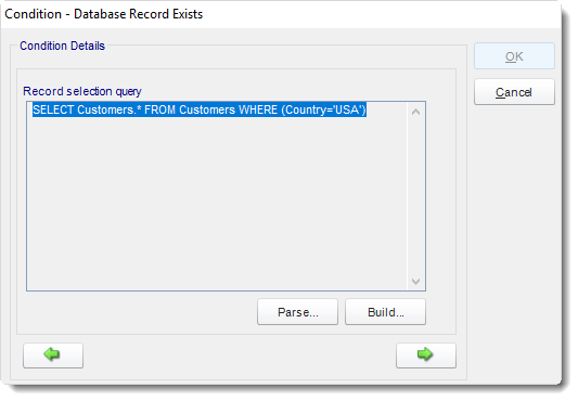 MS Access: Database Record Exists Condition in MARS.