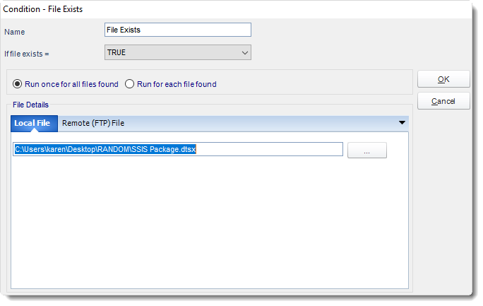 MS Access: File Exists Condition in MARS.