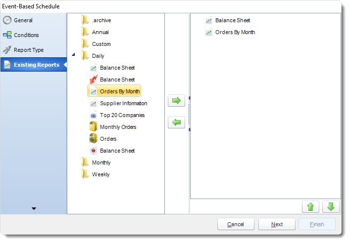 MS Access. Existing Report Wizard in Event Based Schedule in MARS