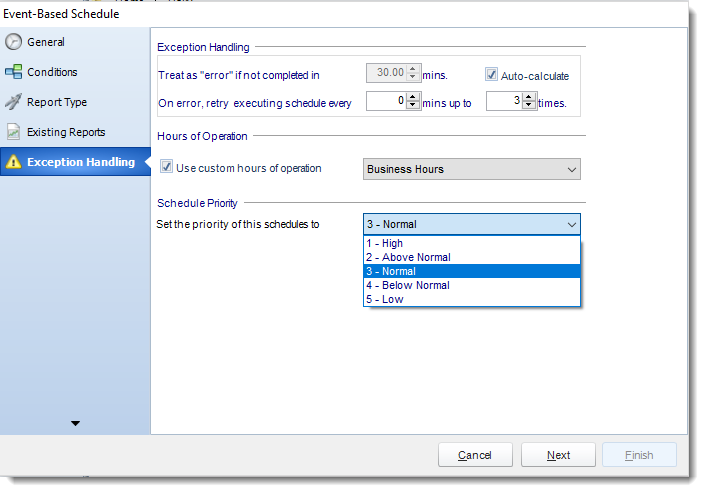 MS Access. Exception Handling Wizard in Event Based Schedule in MARS