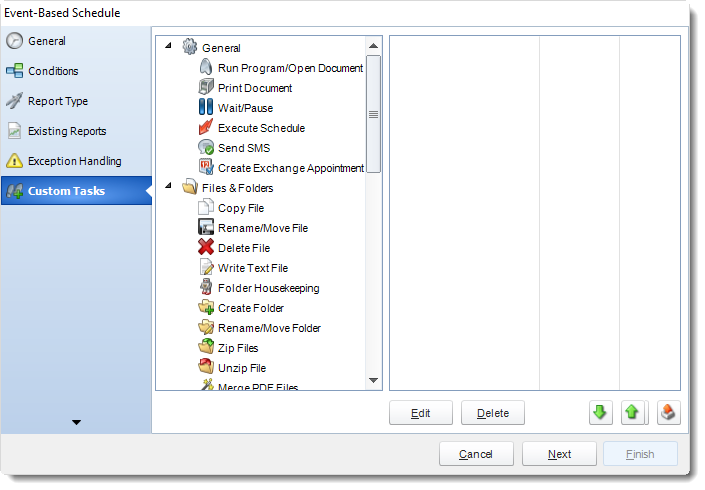 MS Access. Custom Tasks Wizard in Event Based Schedule in MARS