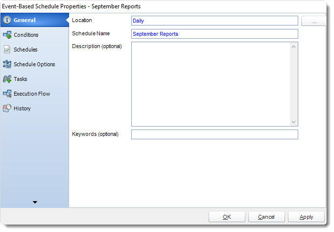 MS Access: Event Based Schedule Properties in MARS.