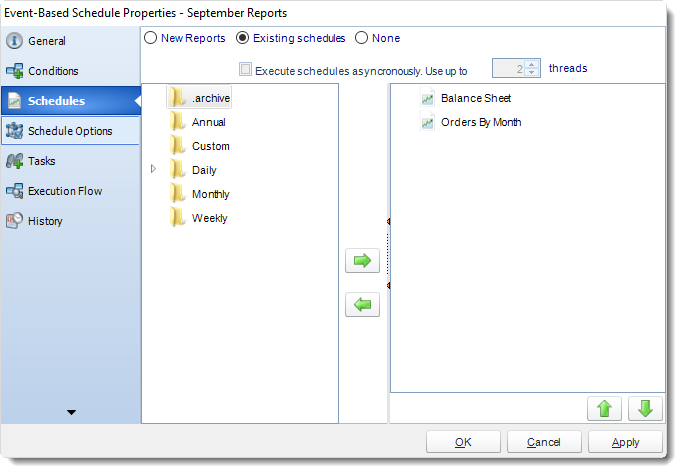 MS Access: Event Based Schedule Properties in MARS.