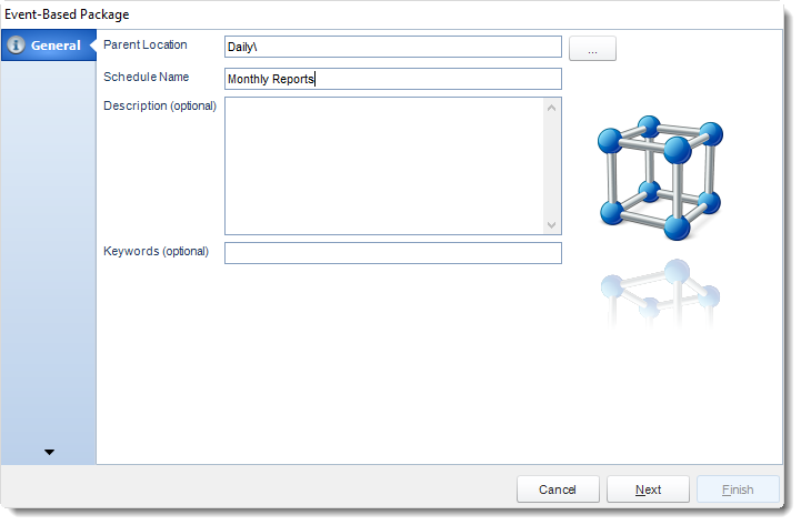SSRS. General Wizard in Event Based Package in SQL-RD