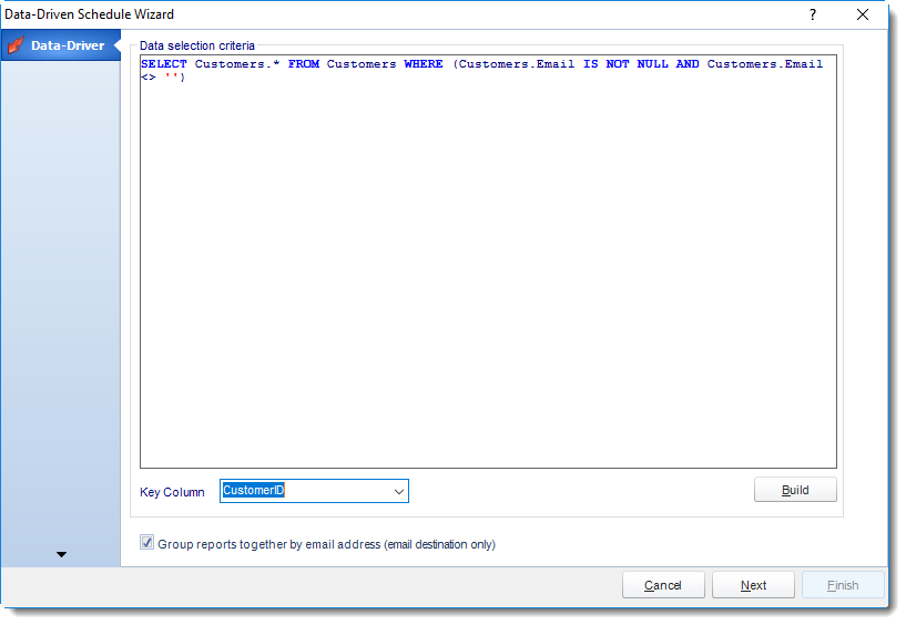 SSRS. Data Driver Wizard in Data Driven Schedule in SQL-RD.