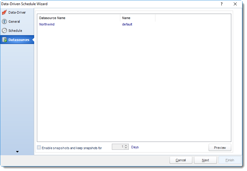 SSRS. Datasources Wizard in Data Driven Schedule in SQL-RD.