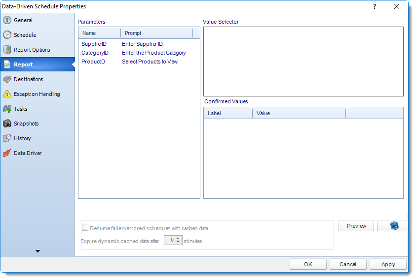 SSRS. Data Driven Schedule Properties Wizard in SQL-RD.
