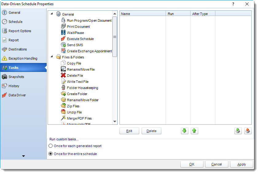 SSRS. Data Driven Schedule Properties Wizard in SQL-RD.