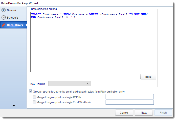 SSRS. Data Driver Wizard in Data Driven Package in SQL-RD.