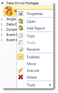 SSRS. Data Driven Package Report Schedule Context Menu in SQL-RD.