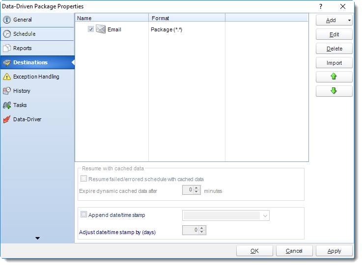 SSRS. Data Driven Packages Properties Wizard in SQL-RD.