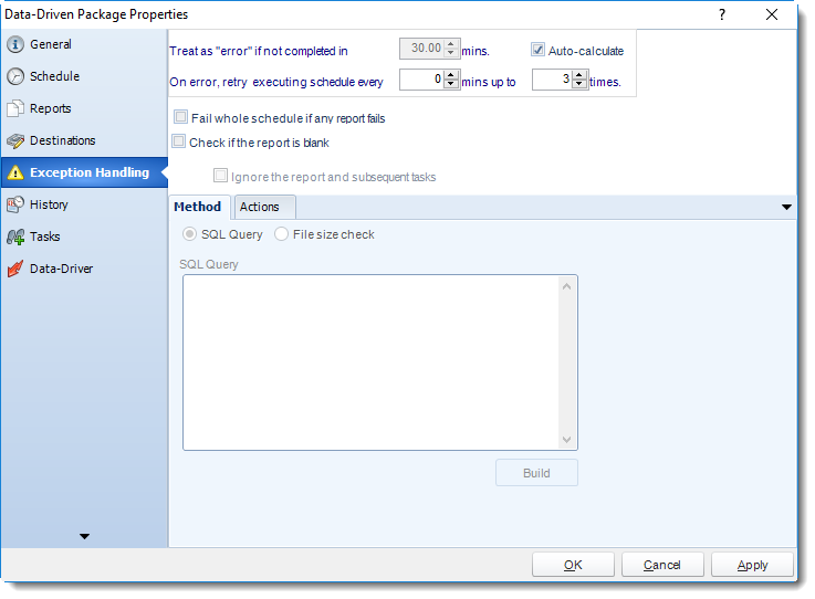 SSRS. Data Driven Packages Properties Wizard in SQL-RD.