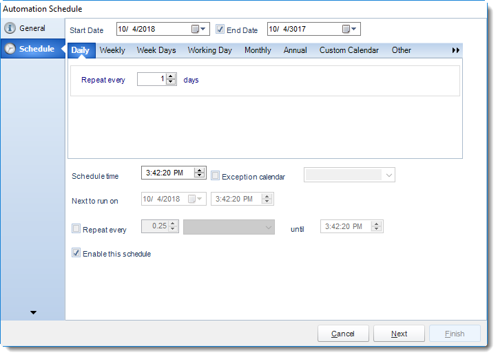 SSRS. Schedule Wizard in Automation Schedule in SQL-RD.