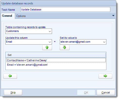 MS Access. Custom Tasks: Update a record in MARS.