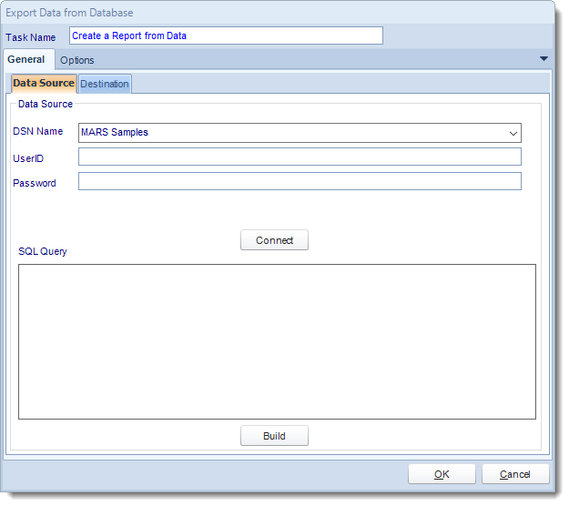 MS Access. Custom Tasks: Export data to a report in MARS.