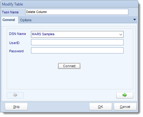 MS Access. Custom Tasks: Delete column from table in MARS.