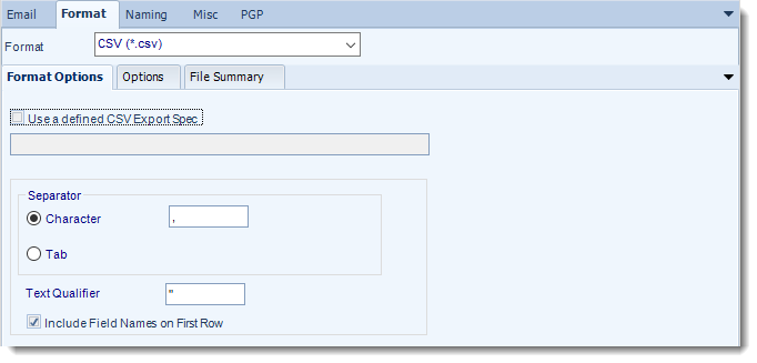 MS Access: CSV output format options in MARS.