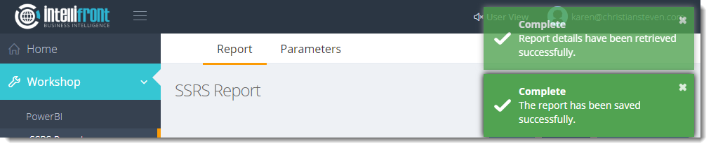 KPI's and Dashboards: SSRS Reports in IntelliFront BI.