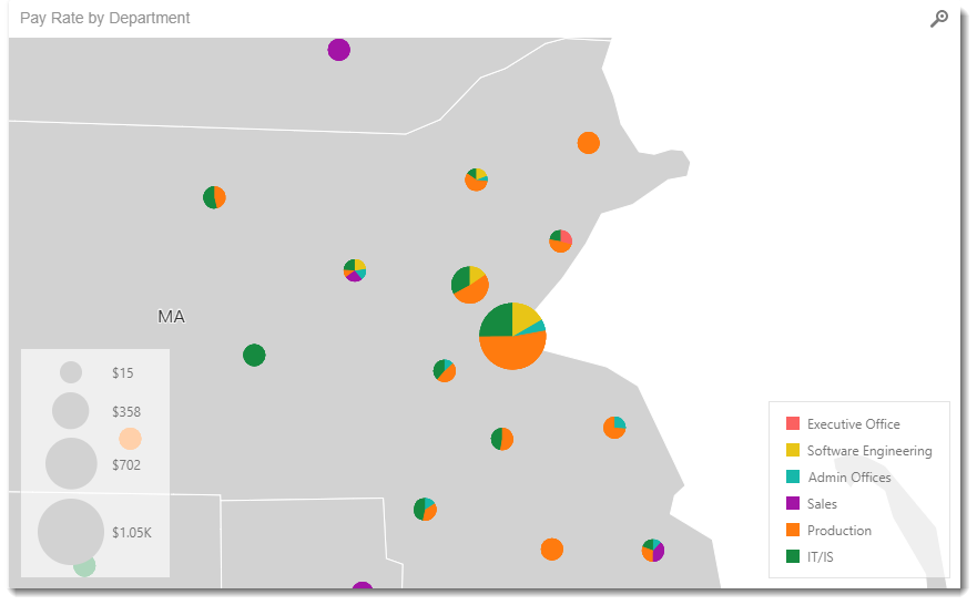 KPI's and Dashboards: Creating Pie Map Dashboard item in IntelliFront BI.