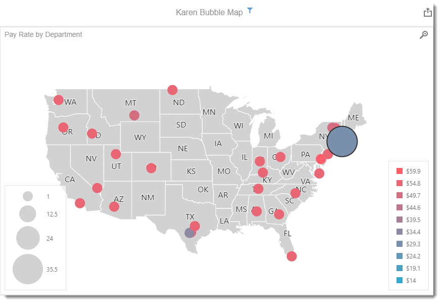 KPI's and Dashboards: Creating Bubble Map Dashboard item in IntelliFront BI.