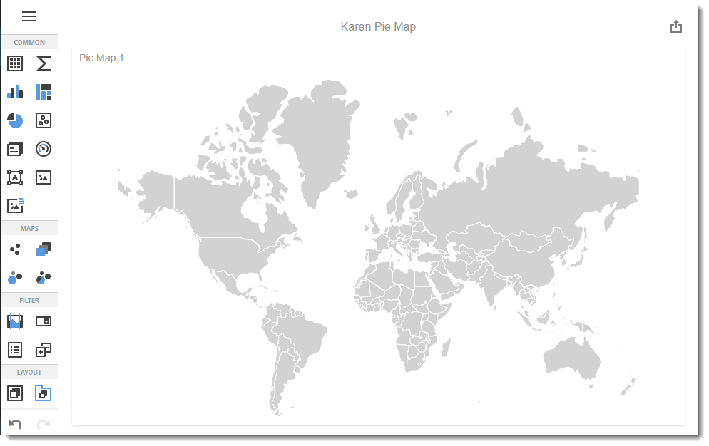 KPI's and Dashboards: Creating Pie Map Dashboard item in IntelliFront BI.