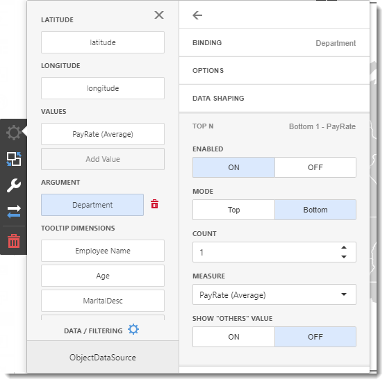 KPI's and Dashboards: Creating Pie Map Dashboard item in IntelliFront BI.