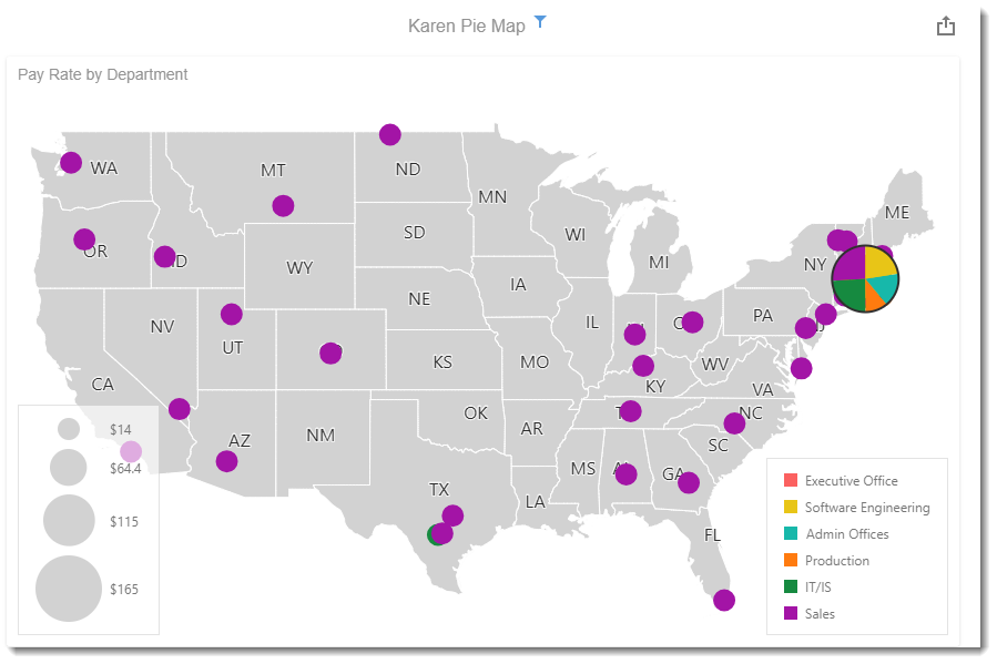 KPI's and Dashboards: Creating Pie Map Dashboard item in IntelliFront BI.